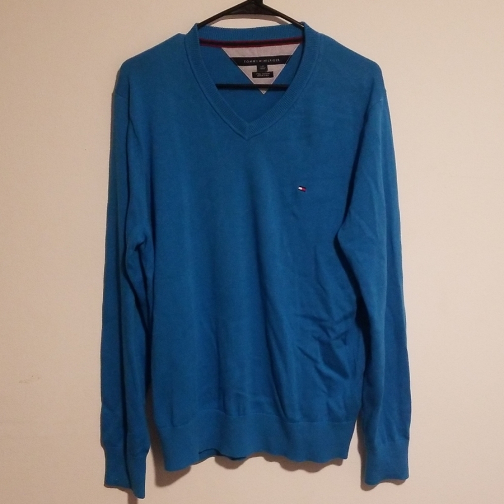 Blue Tommy Hilfiger v-neck sweater